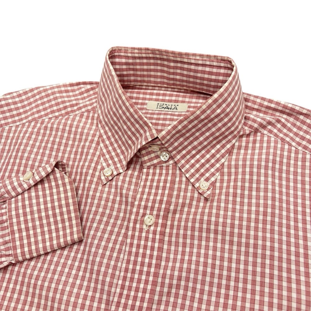 Gianluca ISAIA Napoli Gingham Long Sleeve Button Down Shirt‎ No Size 22.5" PTP